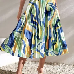 LookShine Printed A-Line Flared Midi Skirt-picture-6