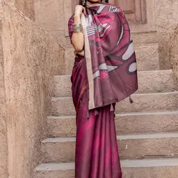 Mitera Ethnic Motifs Zari Silk Blend Block Print Saree image 5