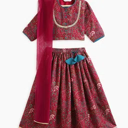 Campana Girls Printed Sequinned Ready to Wear Lehenga & Blouse With Dupatta-picture-30