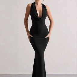 Genzy Cowl Neck Crepe A-Line Maxi Dress-image-67