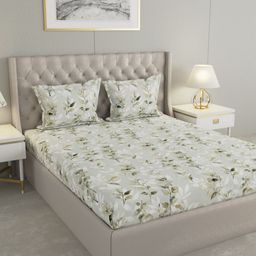 Raymond Home Grey Floral 400 TC King Bedsheet with 2 Pillow Covers-image-37