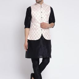 TS LIFESTYLE Men Floral Regular Dupion Silk Kurta with Churidar-image-77
