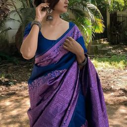 CANBIA Woven Design Zari Silk Blend Banarasi Saree-image-99