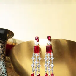 Manuvi Jewels Red Alloy Earrings-image-28