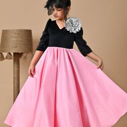 Foreverkidz Colourblocked Satin Fit & Flare Maxi Dress-image-89
