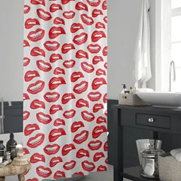 ArtzFolio Red & White Printed Waterproof Shower Curtain-17