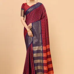 DIVASTRI Woven Design Silk Cotton Designer Ikat Saree-15