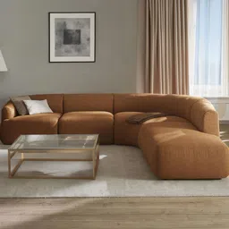 nestroots ZenLiving Tan-Brown 5 Seater Boucle Sofa-15