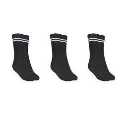 MUKHAKSH 3 Pairs Girls Kids Calf Length School Uniform Black Socks with White Stripes-picture-8