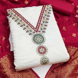 Peachmode Embroidered Viscose Rayon Unstitched Dress Material-image-88