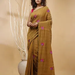 SLAGHA Ethnic Motifs Embroidered Taant Saree-picture-4