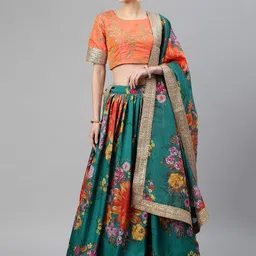 FABPIXEL Embroidered Sequinned Semi-Stitched Lehenga & Unstitched Blouse With Dupatta-15