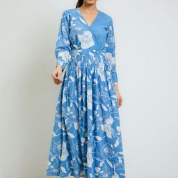 Rustorange Women Sky Blue Ayesha Cotton Overlap Dress with Hand Embroidery Detail-image-19