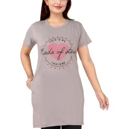 WOOL 4U Typography Printed Round Neck Short Sleeves Cotton Longline T-shirt-image-4