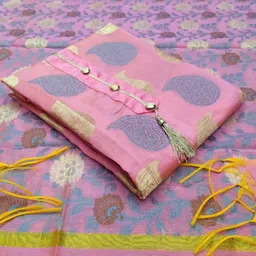 HERE&NOW Ethnic Motifs Printed Silk Blend Unstitched Dress Material-picture-9