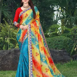 LeeliPeeri Designer Bandhani Embroidered Poly Chiffon Bandhani Saree-picture-30