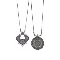 Sangria Set Of 2 Oxidized Round Tava & Big Pan Necklace-image-20