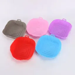 Square Reusable Air Fryer Food Safe Silicone Pot Basket Liner (Multicolour) Air Fryer-13