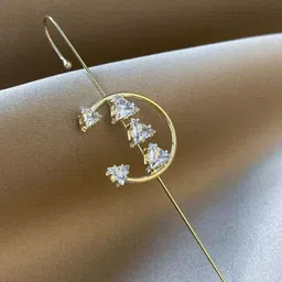 DressBerry Gold-Plated Cubic Zirconia Studded Contemporary Ear Cuff-38