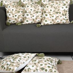 Ode & Cleo Green & White Set of 5 Embroidered Square Cushion Covers-image-52