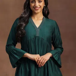 Libas Woven Design V-Neck Pleated Kurti-picture-18