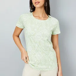 max Women Abstract Printed Round Neck Cotton T-shirt-image-34