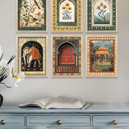 WALLLANE Brown & Red 6 Pieces Traditional Wooden Wall Paintings-15