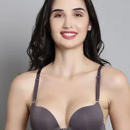 MAKCLAN Medium Coverage Underwired Anti Odour Lightly Padded Plunge Bra-image-72