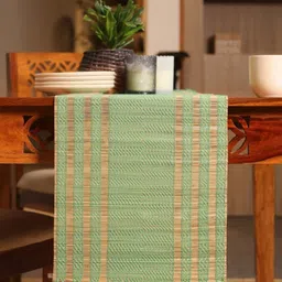 Peepul Tree Beige & Green Natural Grass Table Runner-69