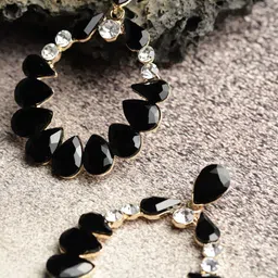 YouBella Gold-Plated Contemporary Stone Studded Drop Earrings-3