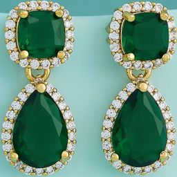Kushal's Fashion Jewellery Gold Plated Zircon Studded Contemporary Drop Earrings-picture-16