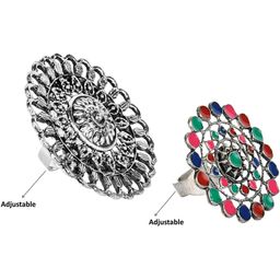 muccasacra Women Silver Set Of 2 Finger Rings-image-24