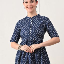 DECKEDUP Women Bandhej Button Down Cotton Top-picture-14