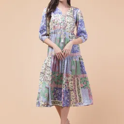 Hive91 Print Satin A-Line Midi Dress-picture-58