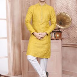 EVASTRO Ethnic Motifs Embroidered Sequinned Pure Cotton Straight Kurta With Trousers-image-17