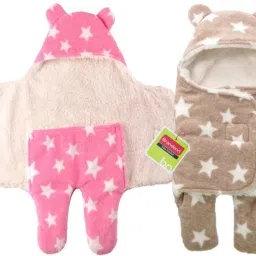 All season Use- Supersoft , Double Layered Premium Quality , Baby Wrapper Cum Baby carrier Bag Cum baby Blanket Pack Of 2 Sleeping Bag-image-69