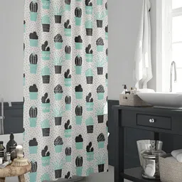 ArtzFolio Sea Green and Black Geometric Printed Waterproof Shower Curtain-image-23