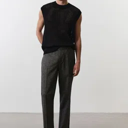 H&M Regular Fit Tailored Linen-Blend Trousers-image-80