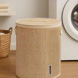 OBSESSIONS Beige & White Large Foldable Laundry Storage Basket-image-83