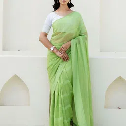KALINI Green Pure Georgette Woven Design Sarees-image-95