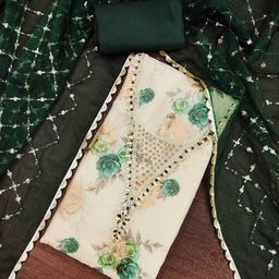 SAINOOR Floral Printed Beads And Stones Semi-Stitched Dress Material-image-90