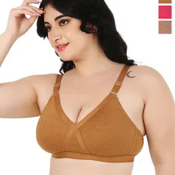 Designer Bugs Pack of 3 Women T-Shirt Non Padded Full coverage Bra-picture-28