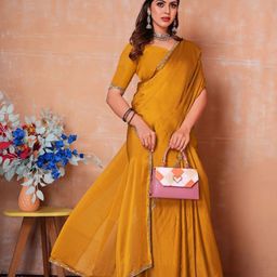 VRAGI Pure Chiffon Saree with an unstitched blouse piece-picture-58