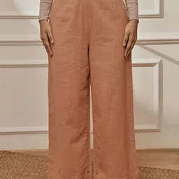 VASTRAMAY Women Cotton Linen Relaxed Fit Lounge Pants-image-32