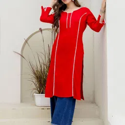 Surhi Women Straight Embroidered Lace kurta-picture-22