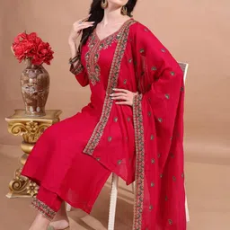 KALINI Women Embroidered Straight Kurta Set-52