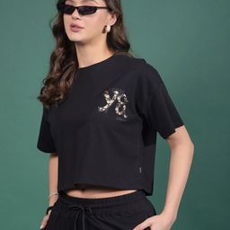 Crimsoune Club Women Typography Printed Round Neck Boxy Cotton T-shirt-image-55
