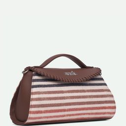 ZOUK Striped Printed Structured Jute Sling Bag with Fringed image 3