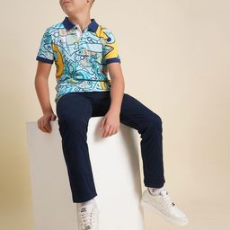 Jack & Jones Junior Boys Printed Polo Collar Raw Edge T-shirt-picture-3