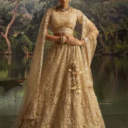 Fusionic Embroidered Sequinned Semi-Stitched Lehenga & Unstitched Blouse With Dupatta-picture-19